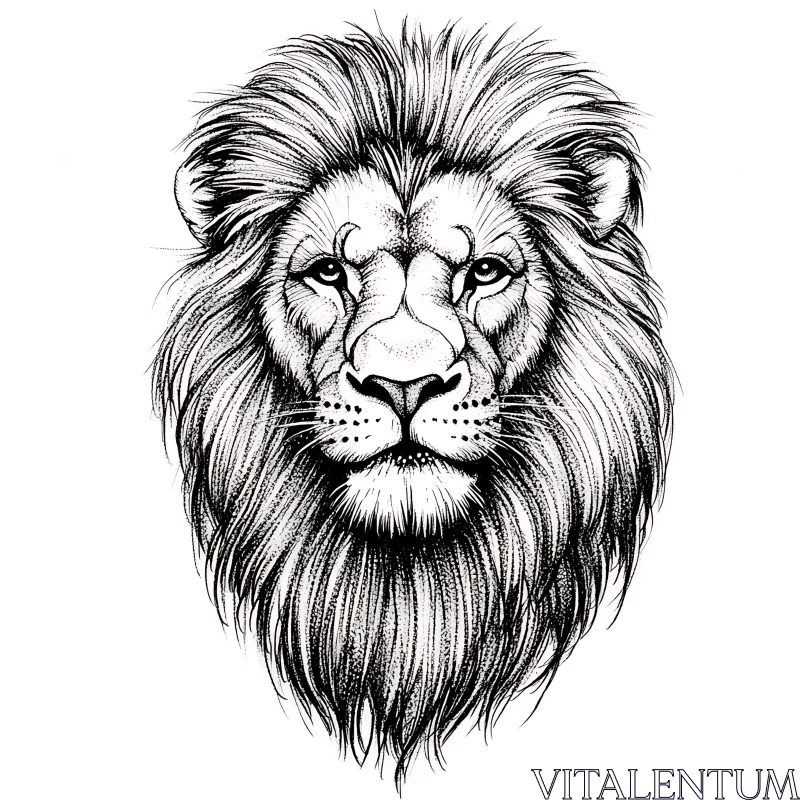 AI ART Lion Head Monochrome Art