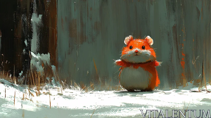 Charming Winter Hamster Art AI Image