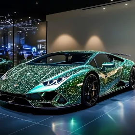 Luxurious Sports Car with Neon Lights