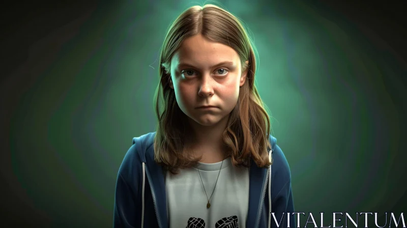 Greta Thunberg Focused Portrait AI Image