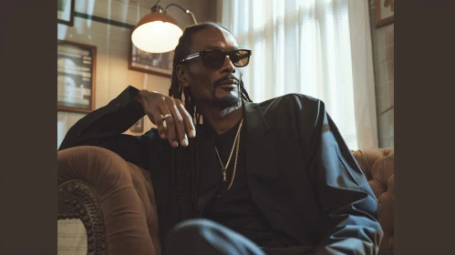 Snoop Dogg in Sunglasses Sitting on Chair