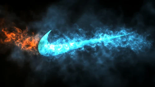 Nike Swoosh in Blue and Orange Smoky Background