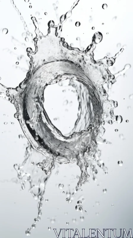 Circular Water Splash Isolated on White and Grey Background AI Image