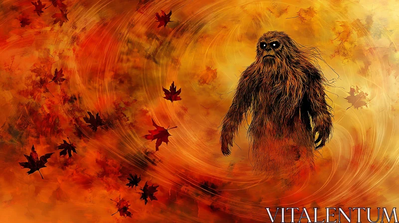 AI ART Furry Monster in Fall Foliage