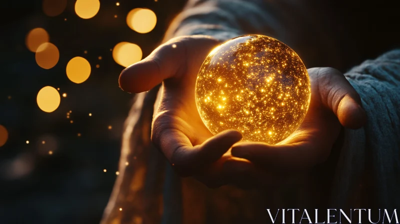 AI ART Hand Holding a Glowing Sphere