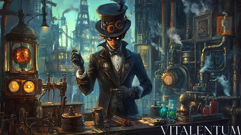 AI ART Mechanical Marvel: Steampunk Character