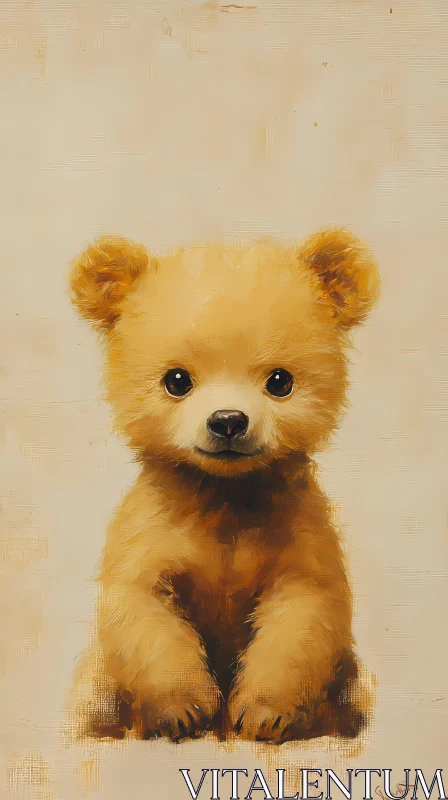 AI ART Adorable Young Bear Art