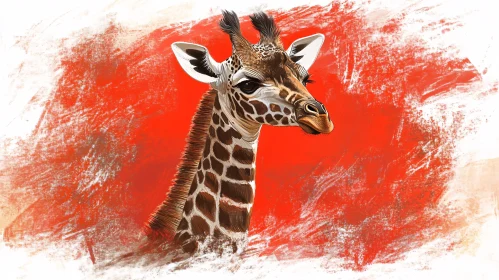 Giraffe Painting with Abstract Background