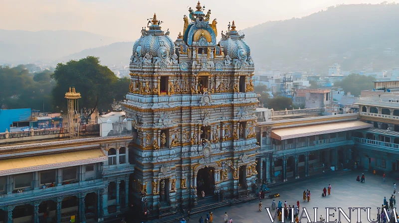 Indian Temple with Ornate Facade AI Image