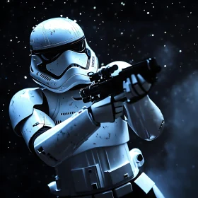 Sci-fi Soldier in White Armor