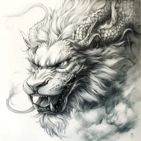 Dragon-Lion Hybrid Drawing