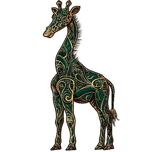 Elegant Stylized Giraffe T-Shirt Design in Teal and Gold POD Design