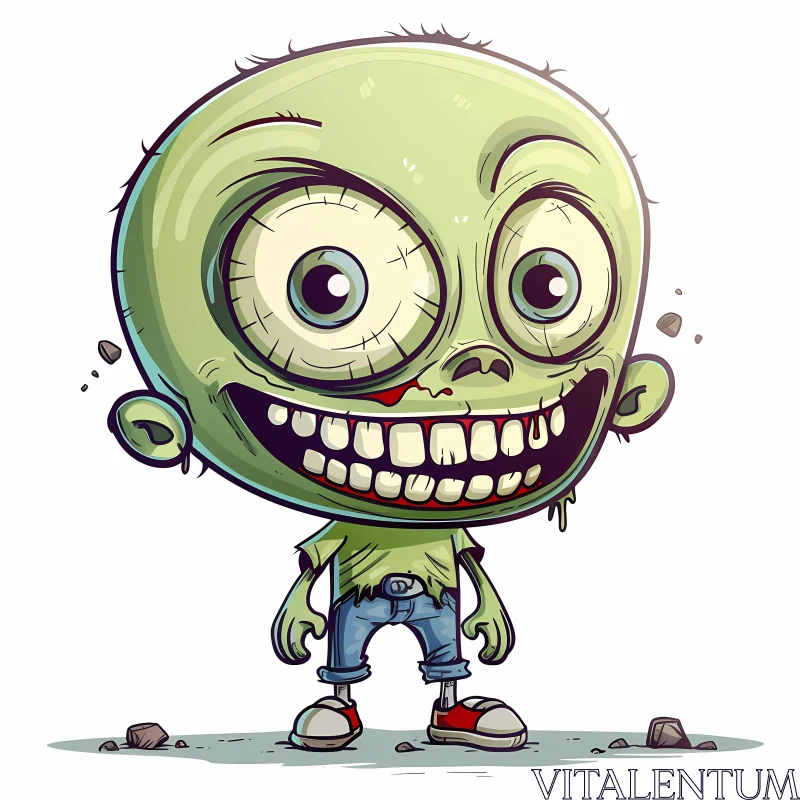 Funny Cartoon Zombie Illustration - Perfect for Children's Books AI Image