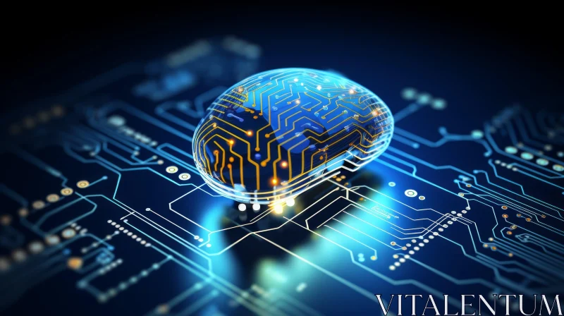 Futuristic Human Brain on Circuit Board | Technological Marvels AI Image