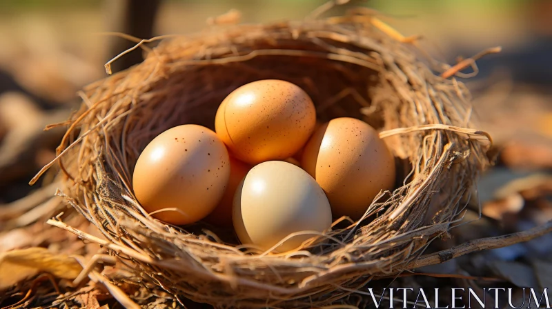 Golden Eggs in Nest: A Celebration of Rural Life AI Image
