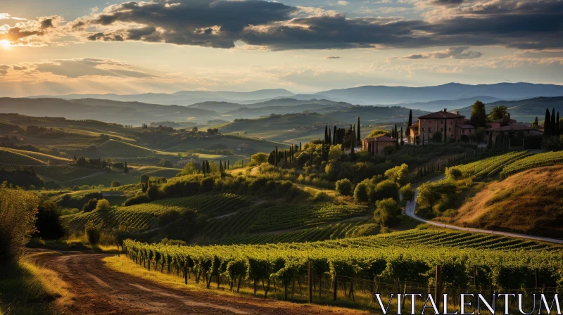 Scenic Italian Vineyard: A Display of Rustic Charm and Timeless Elegance AI Image