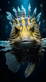 Striped Fish with Strong Facial Expression Underwater