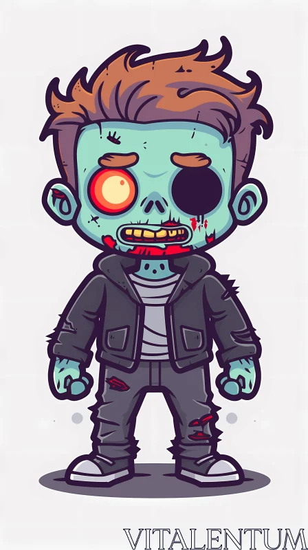 Zombie Illustration in Semi-Realistic Cartoon Style AI Image