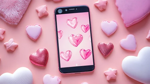 Aesthetic Pink Love Phone Display