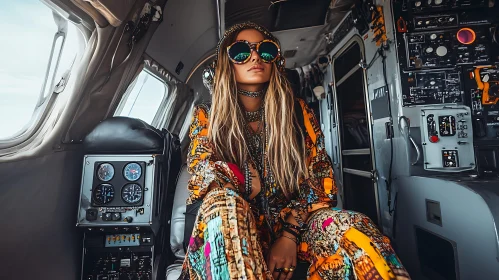 Boho Fashion in Aircraft Cockpit