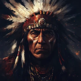 Stoic Native American Man Headdress