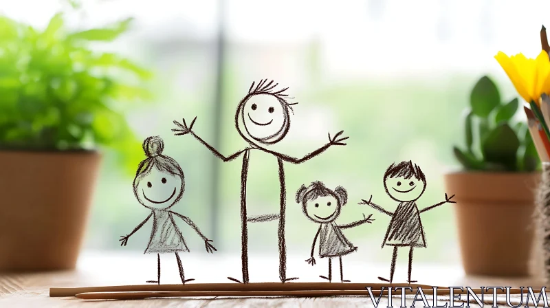 AI ART Simple Joy: A Family Sketch