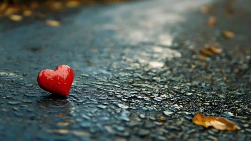 Red Heart on Wet Asphalt