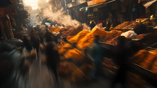 Motion Blur of a Crowded Market