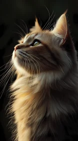 Golden-Hued Cat in Profile View