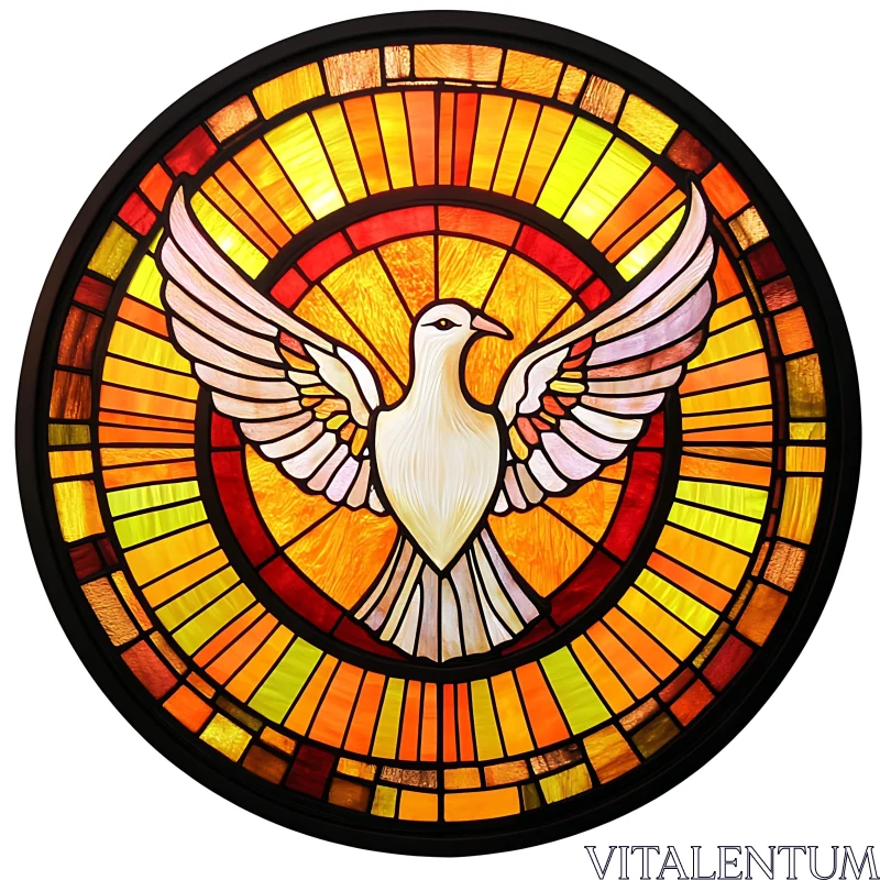 AI ART Circular Stained Glass with Dove Motif