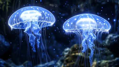 Luminescent Jellyfish in Deep Sea