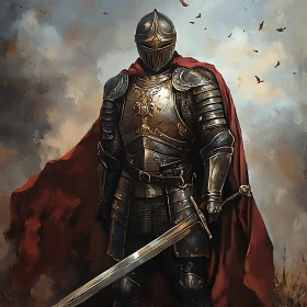 Armored Knight with Red Cape