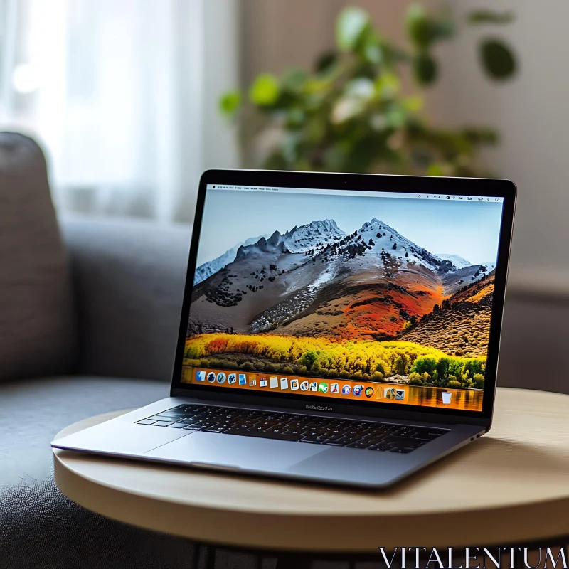 Minimalist Desk Setup Featuring Modern Laptop AI Image