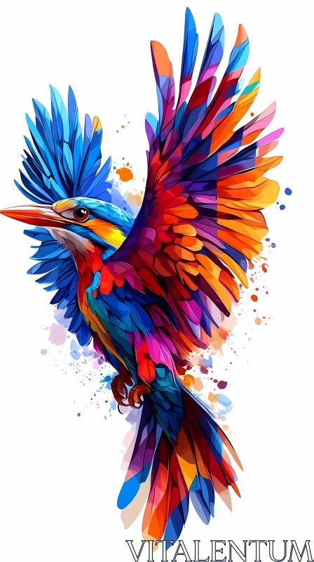 Vivid Bird Art with Expansive Wings AI Image