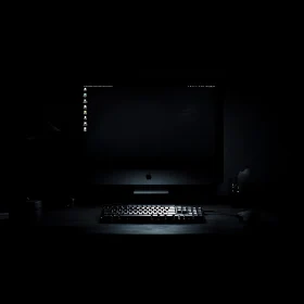 Elegant Workspace with Large Monitor and Mechanical Keyboard