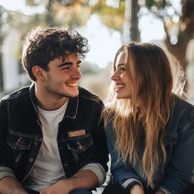 Smiling Couple in Denim Jackets