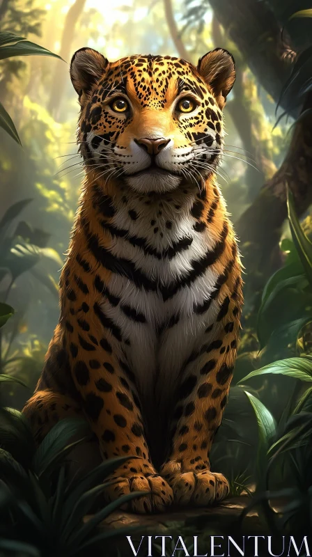 Leopard Amidst Jungle Foliage AI Image