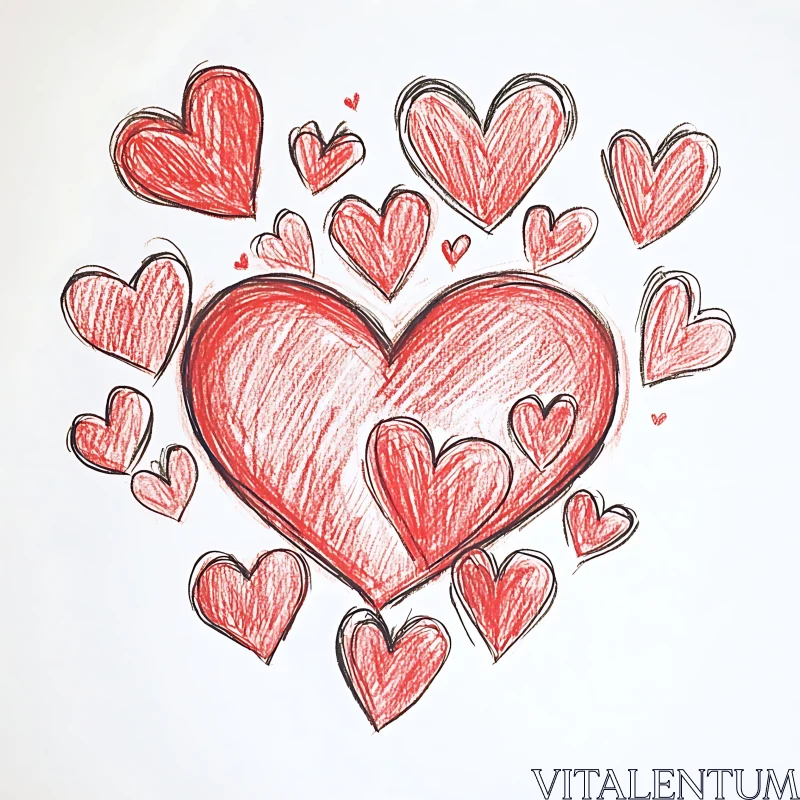 Hearts Sketch AI Image