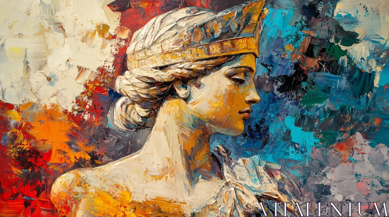 AI ART Profile of Woman with Crown in Bold Strokes