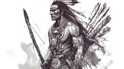 Striking Native American Warrior Art