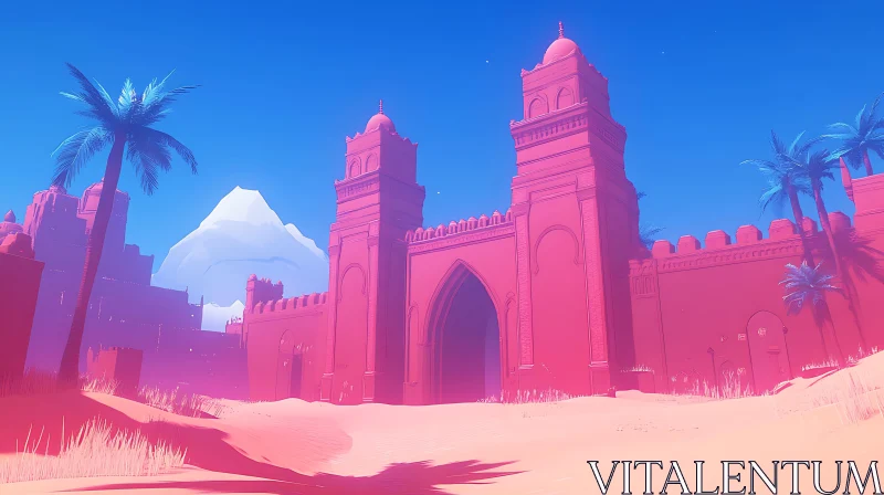 Surreal Pink Desert City AI Image