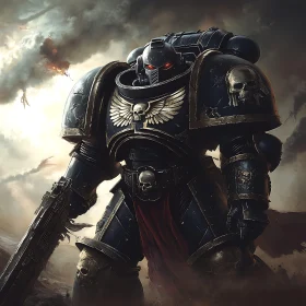 Armored Space Marine Ready for Battle