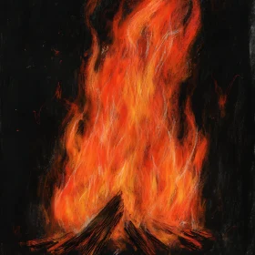 Vivid Flame Drawing with Dark Background