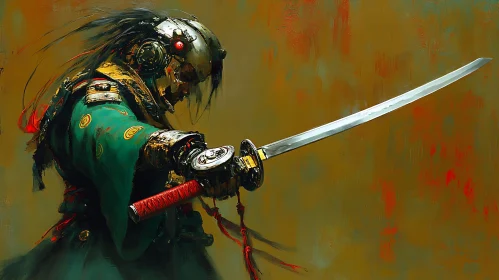 Android Samurai Warrior with Sword