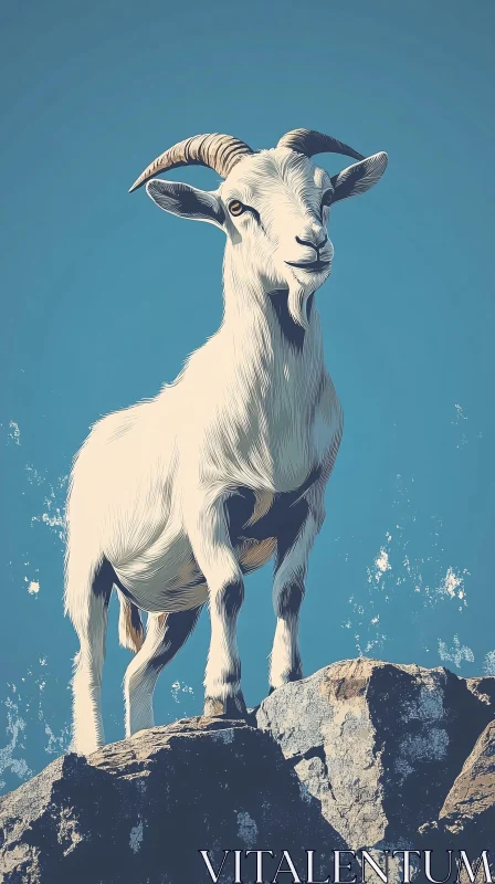 Artistic Goat on Rocky Ledge AI Image