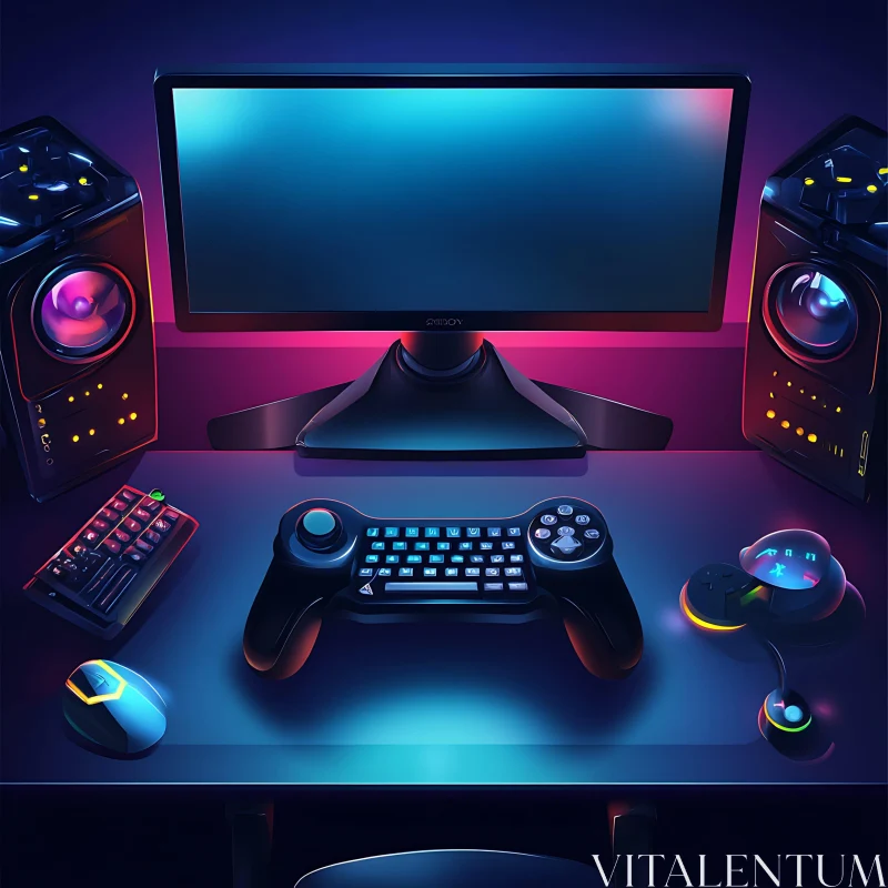 Modern Gaming Environment with RGB Accents AI Image