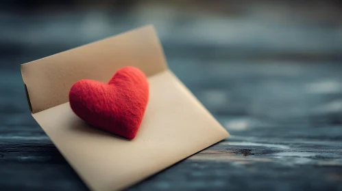 Red Heart on Envelope