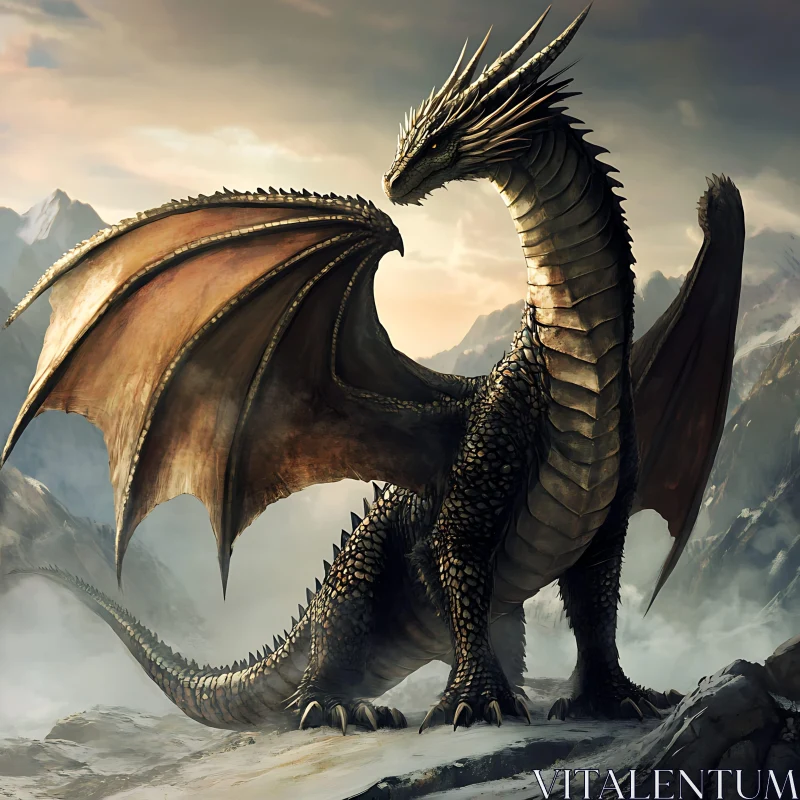 AI ART Fantasy Dragon in Mountain Landscape