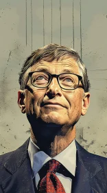 Bill Gates Contemplative Portrait Art