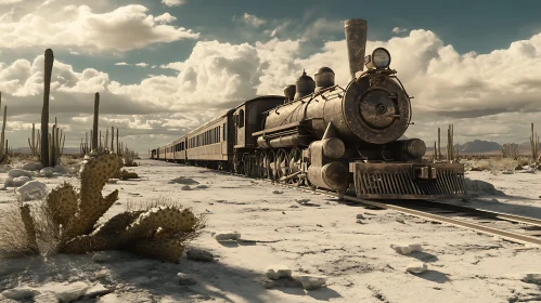 Old Locomotive in Desert